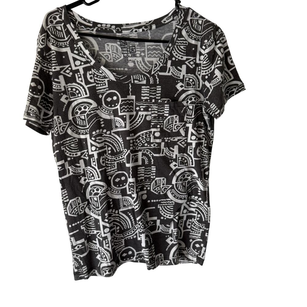 Nollie Shirt Mens Large Geometric Tribal Print‎ Short Sleeve Pocket Tee